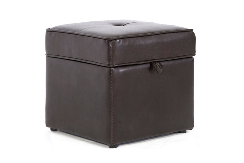 Chateauneuf Brown Modern Ottoman - Storage Ottoman Baxton
