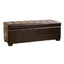 Davet Brown Faux Storage Bench Ottoman w/Dimples Baxton
