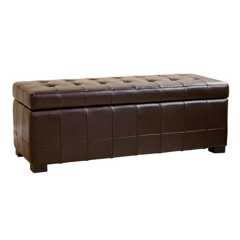Davet Brown Faux Storage Bench Ottoman w/Dimples Baxton