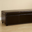 Davet Brown Faux Leather Storage Bench Ottoman w/Stitching Baxton