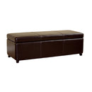 Davet Brown Faux Leather Storage Bench Ottoman w/Stitching Baxton