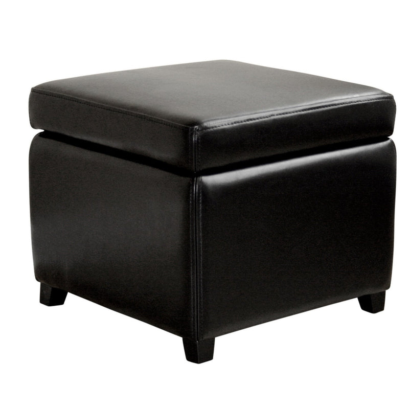 Lenora Faux Leather Small Storage Cube Ottoman Baxton