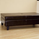 Davet Brown Faux Leather Storage Cocktail Ottoman Baxton