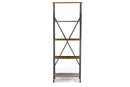 Sefa Brown Wood & Metal Bookcase w/4 Shelves Baxton