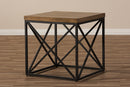 Junius Industrial Antique Bronze End Table w/Geometric Patterns Base Baxton