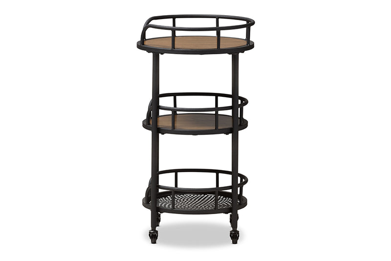 Bryson Rustic Industrial Style Metal and Wood Mobile Serving Cart