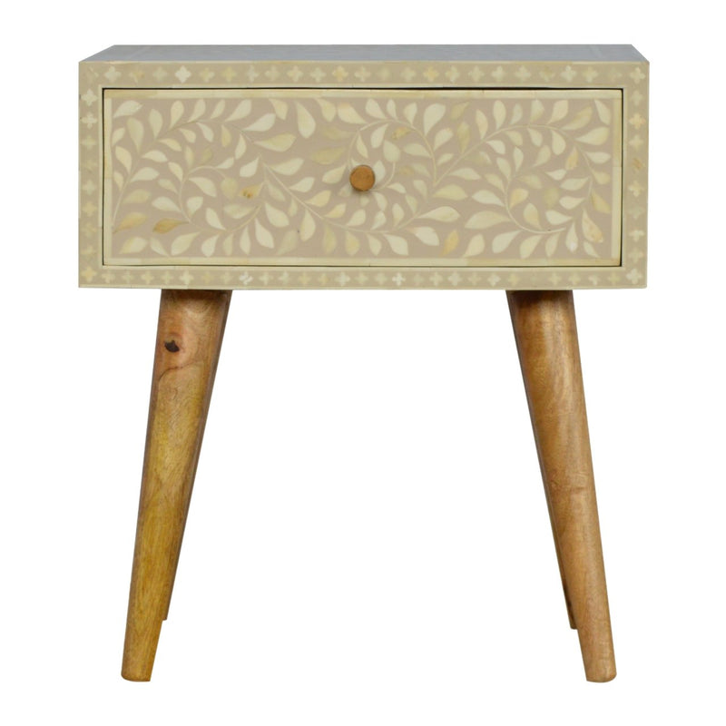 Floral Bone Inlay Nightstand