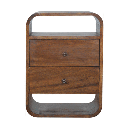Chestnut Curve 2 Drawer nightstand Artisan