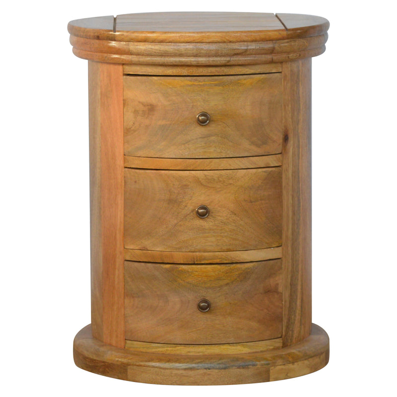 Granary 3 Drawer Drum Side Table