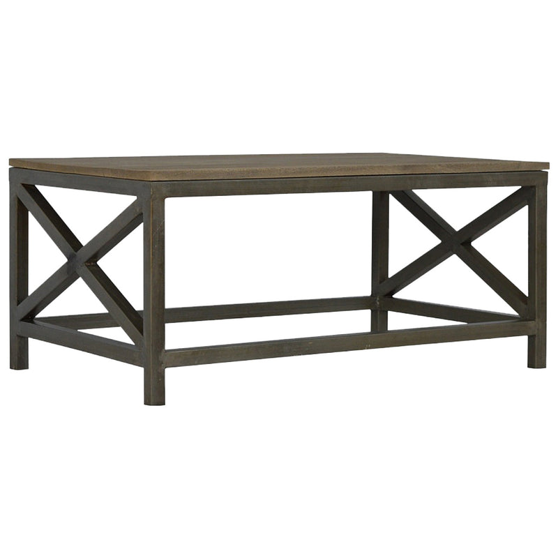 Industrial Cross Metal Oatmeal Coffee Table Artisan
