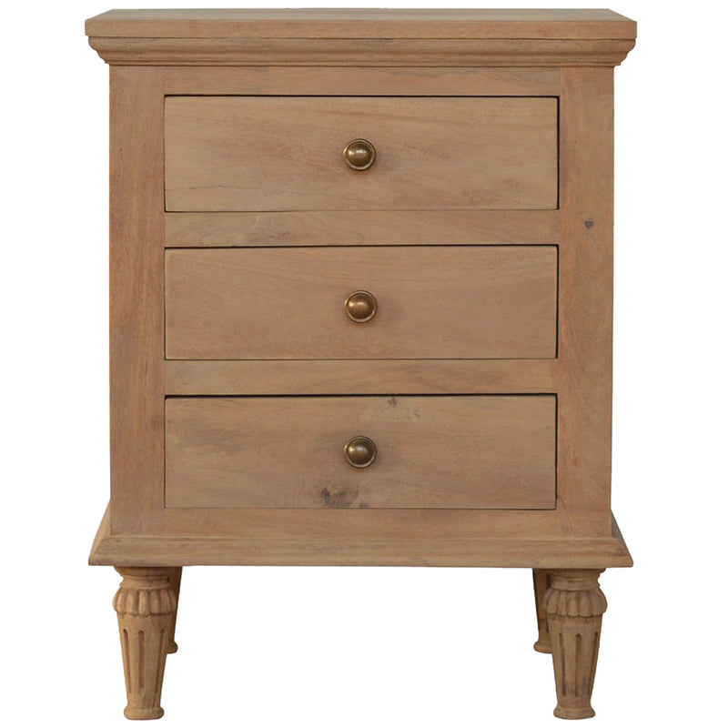 3 Drawer Mango Wood Nightstand Table