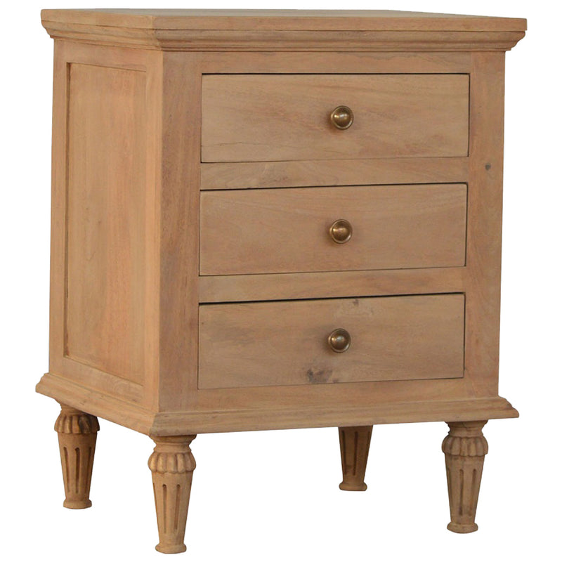 3 Drawer Mango Wood Nightstand Table