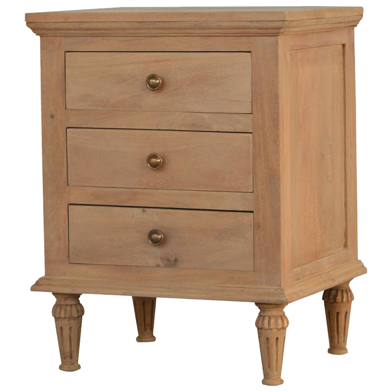 3 Drawer Mango Wood Nightstand Table