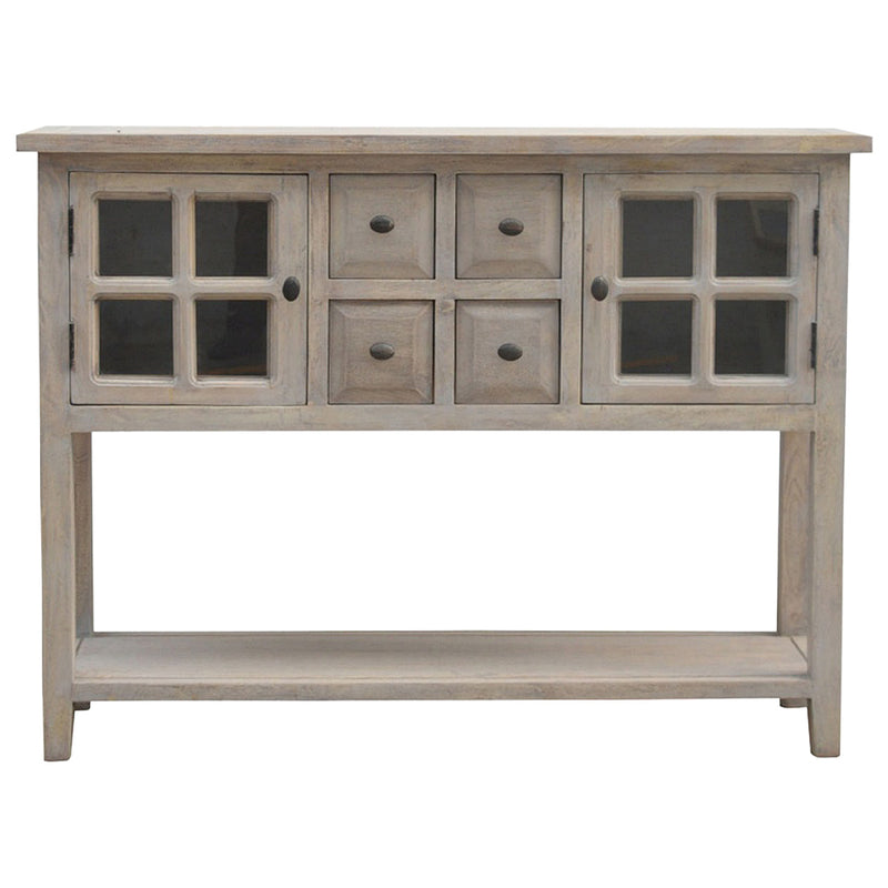 2 Door 4 Drawer Glazed Console Table