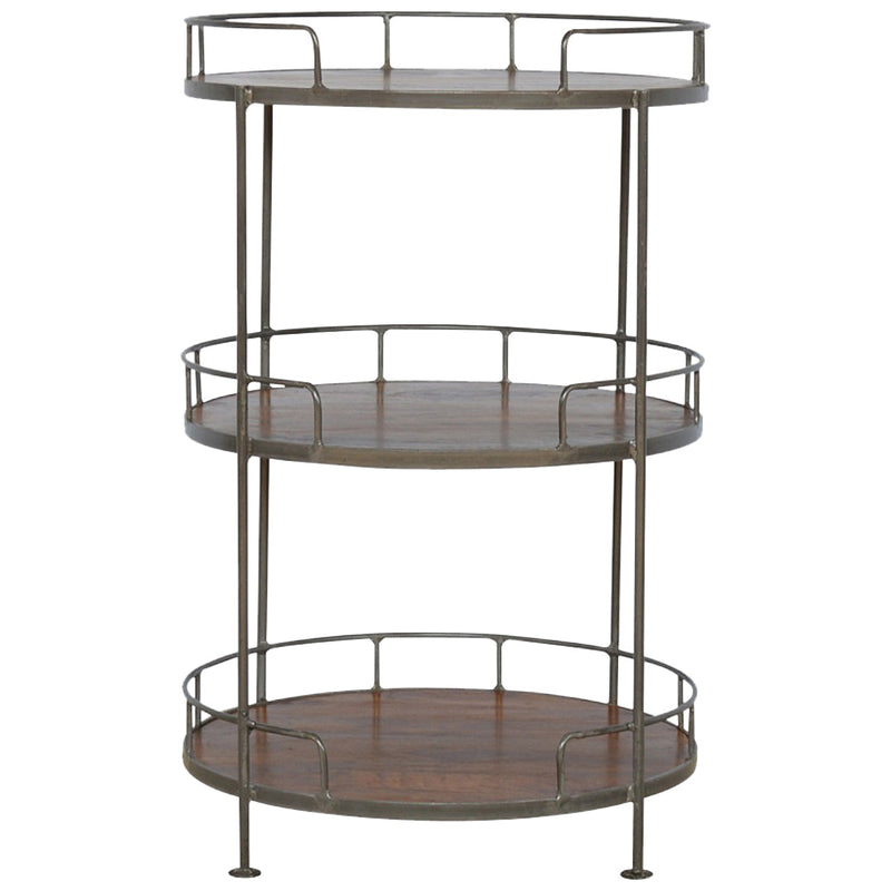 Industrial Round 3-Tier Butler Tray Table Artisan