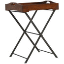 Wood Tray With Cross Iron Base