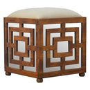 Carved Linen Seat Footstool