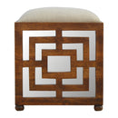Carved Linen Seat Footstool