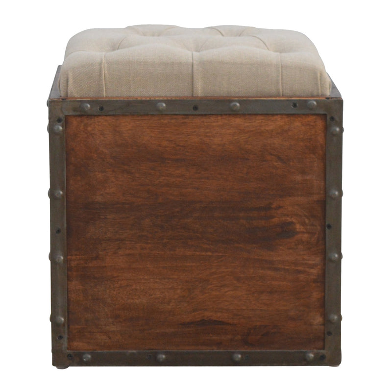 Iron Padded Storage Footstool