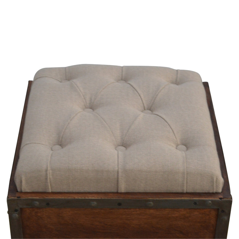 Iron Padded Storage Footstool