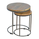 Round Stool Set of 2 with Iron Base Artisan