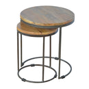 Round Stool Set of 2 with Iron Base Artisan