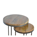Round Stool Set of 2 with Iron Base Artisan