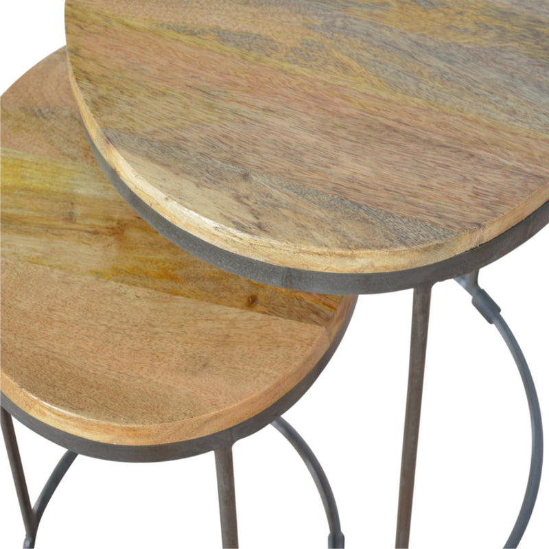 Round Stool Set of 2 with Iron Base Artisan