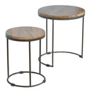 Round Stool Set of 2 with Iron Base Artisan