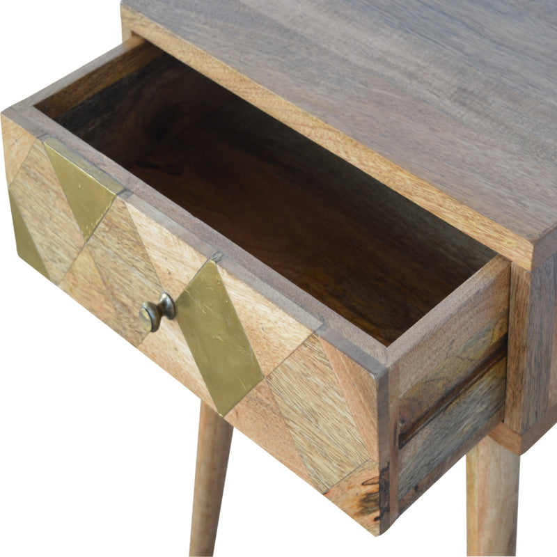 1 Drawer Gold Brass Nightstand