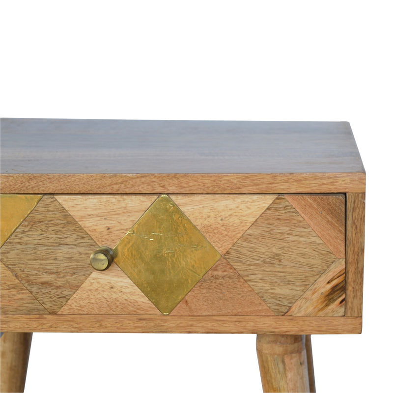 1 Drawer Gold Brass Nightstand