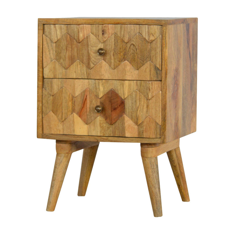 Pineapple Carve 2 Drawer Nightstand