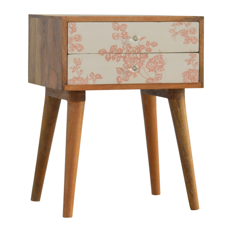 Pink Floral Screen Printed Nightstand