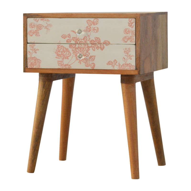 Pink Floral Screen Printed Nightstand