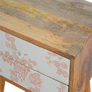 Pink Floral Screen Printed Nightstand