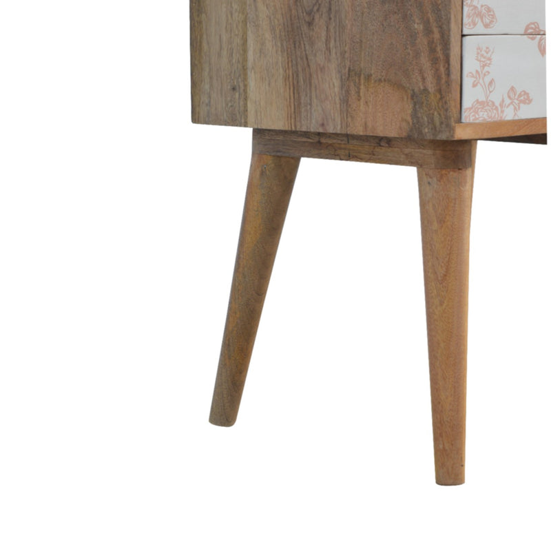 Pink Floral Screen Printed Nightstand