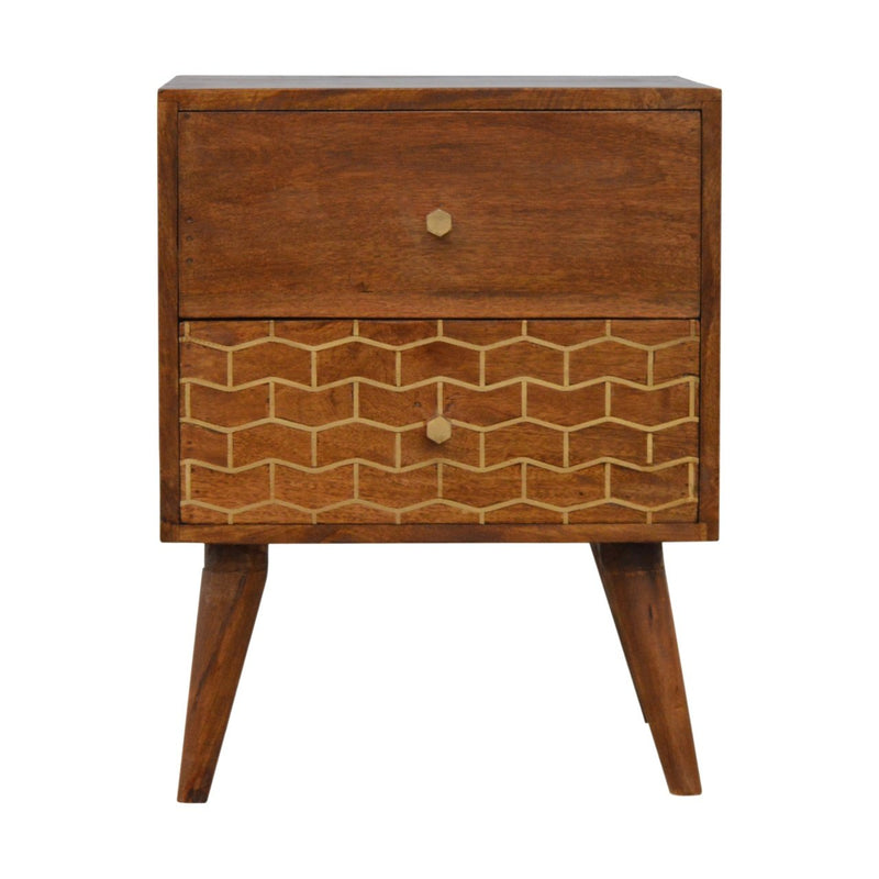 Gold Art Pattern 2 Drawer Nightstand