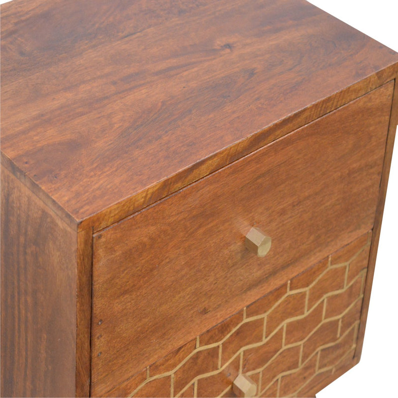Gold Art Pattern 2 Drawer Nightstand