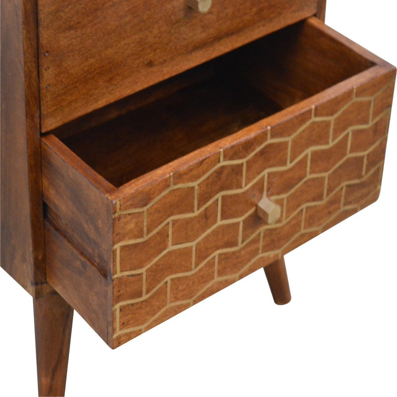 Gold Art Pattern 2 Drawer Nightstand