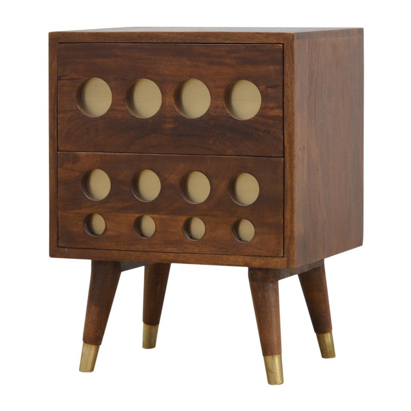 Chestnut Brass Cut-out Nightstand