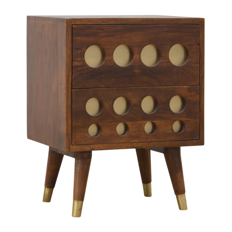 Chestnut Brass Cut-out Nightstand