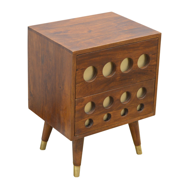 Chestnut Brass Cut-out Nightstand