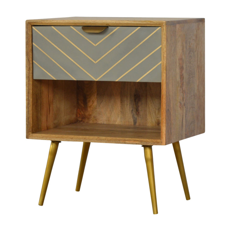Cement Inlay Nightstand with Open Slot