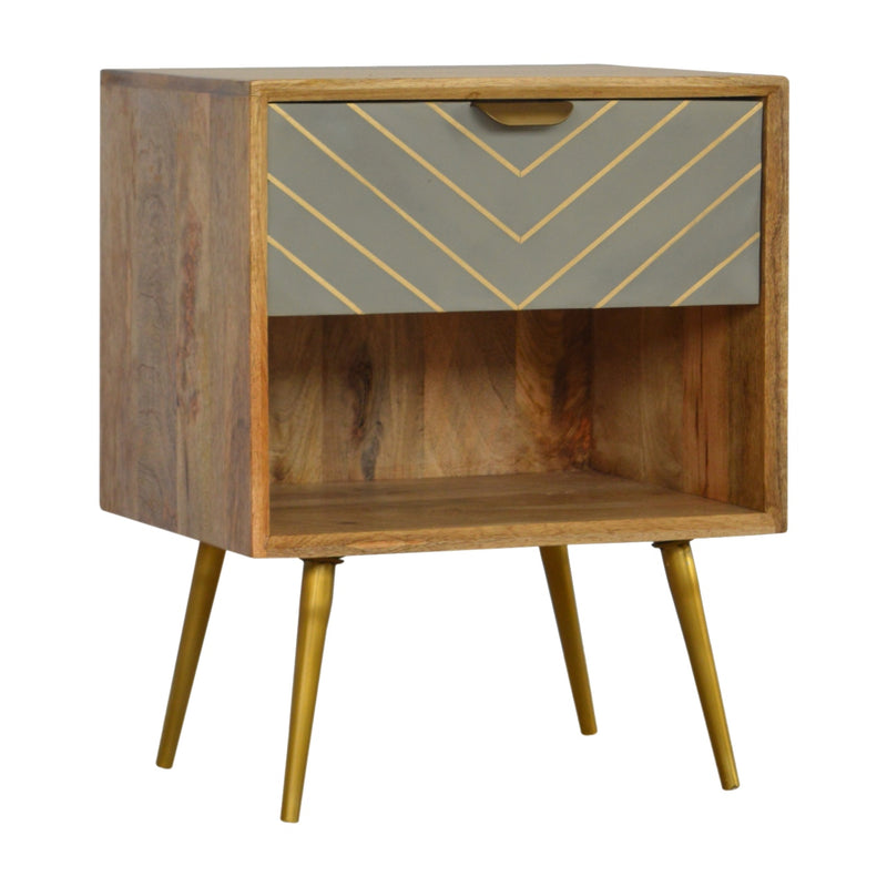 Cement Inlay Nightstand with Open Slot