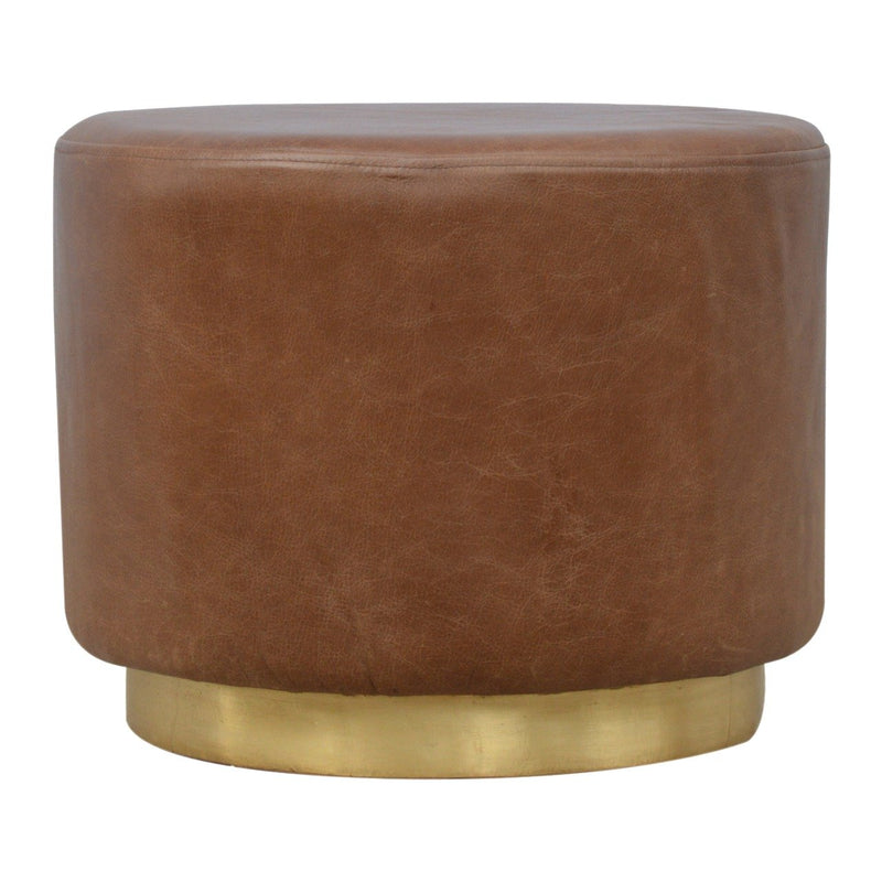Buffalo Footstool with Gold Base