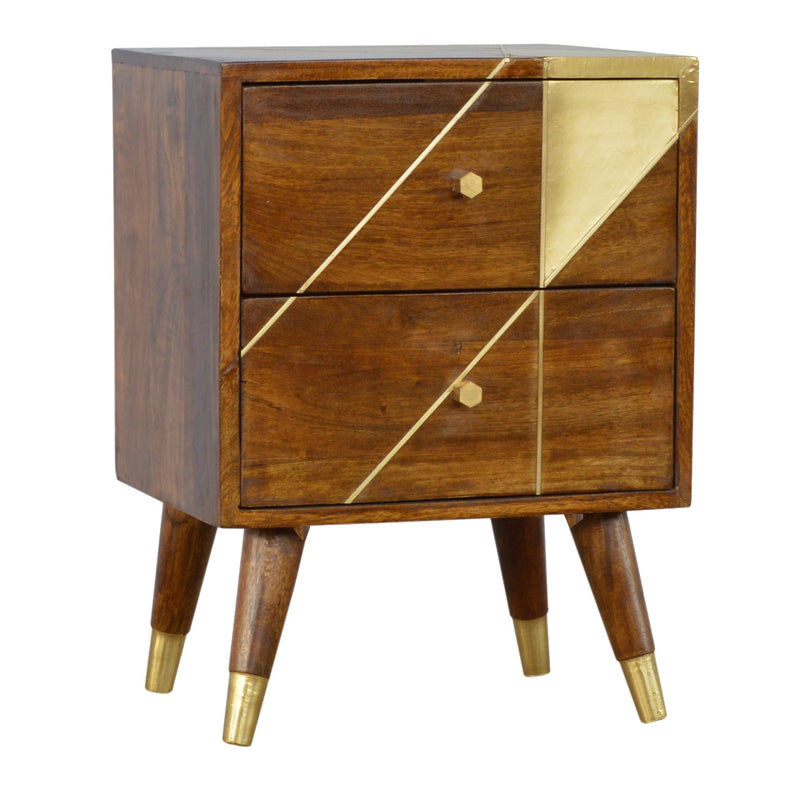 Gold Geometric Chestnut Nightstand
