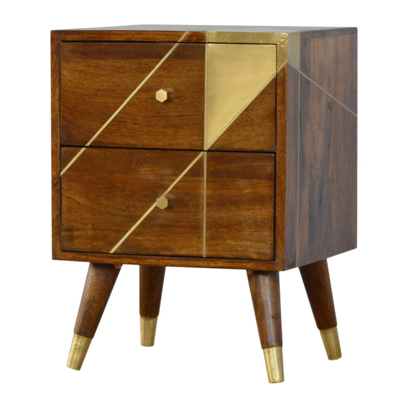 Gold Geometric Chestnut Nightstand