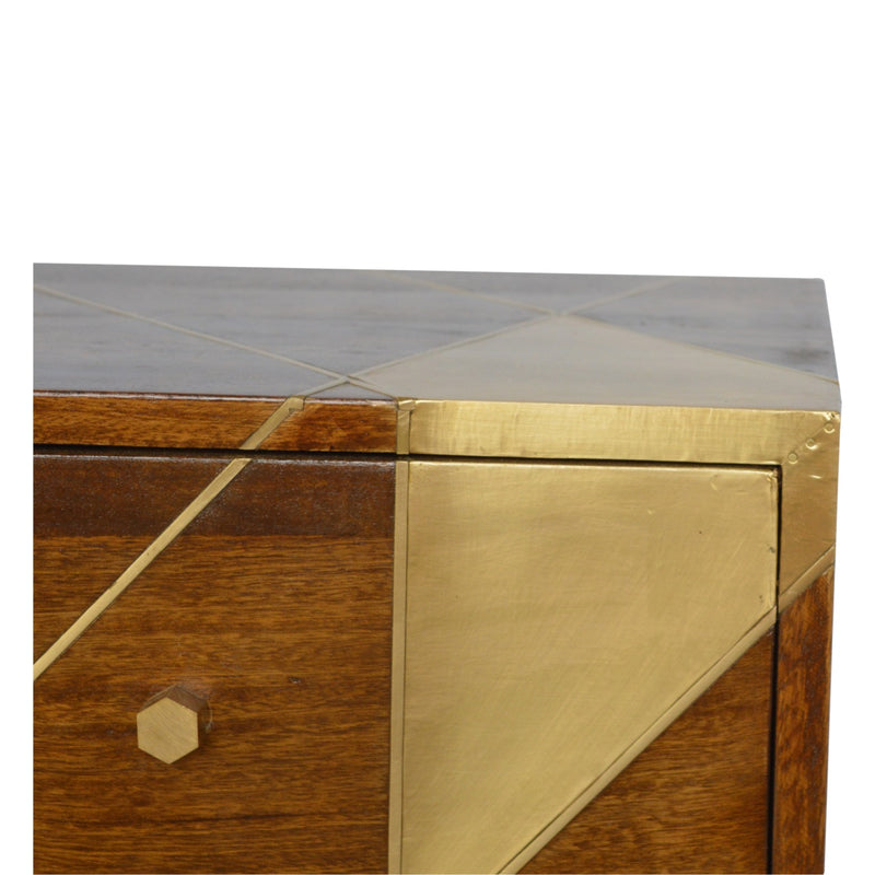 Gold Geometric Chestnut Nightstand