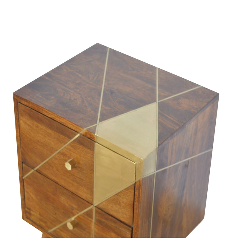 Gold Geometric Chestnut Nightstand