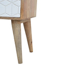 Sleek White Carved Nightstand